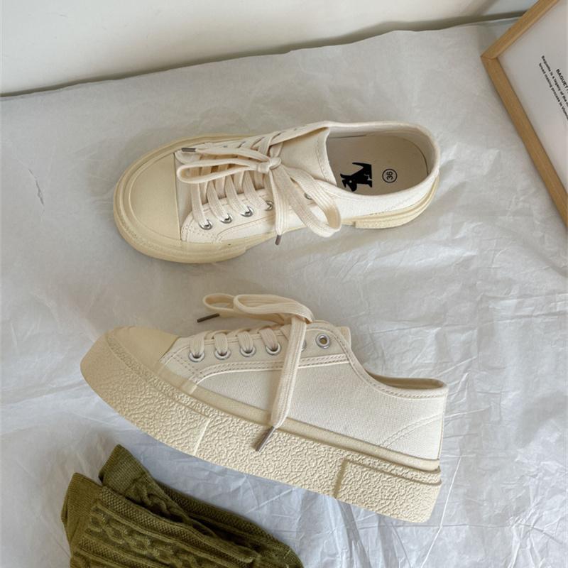 Sneakers Woman Spring Autumn Lace Up Flats Shoes Casual Women Vulcanized Shoes Sports Ladies Canvas Sneakers Platform Shoes 2024