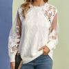 Осенняя новая сетчатая трикотажная рубашка с вышивкой для женщин, модный круглый вырез, кружевной свитер, блузка, женская, с длинным рукавом, повседневные, открытые, сексуальные рубашки 25141