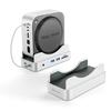 Phixero Mac Mini M4 NVMe SSD Aluminum Stand 10Gbps Design Dock, Case, 6-in-1 Hub, USB-A, SD/TF Reader, Space-Saving