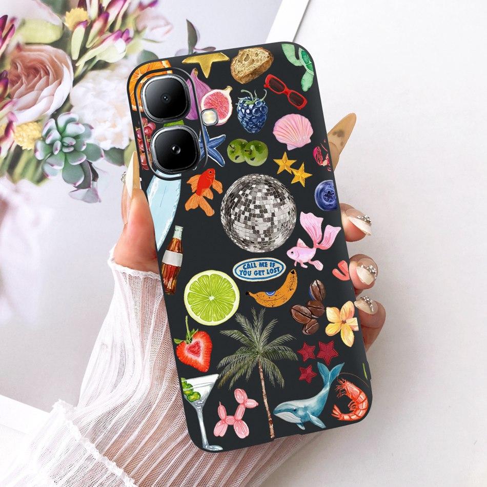For Infinix Smart 20 X6840 X6840B Cute Flower Butterfly Cat Painted Case For Infinix Smart20 Black Silicone Soft Phone Cases