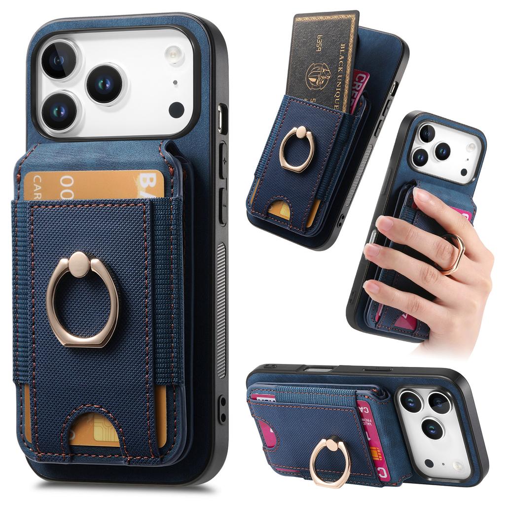 For iPhone 17 Pro Case Compatible with MagSafe Leather Back Cover with Detachable Card Holder Kickstand