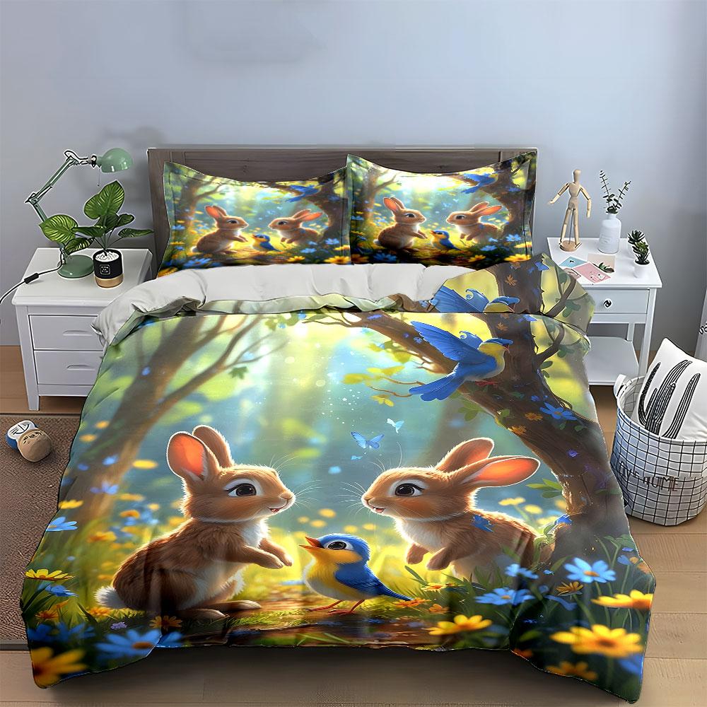 "Whimsical forest friends delight" Bedding sets Duvet covers Pillowcases(1* Duvet Cover 2* Pillowcases without duvet insert)