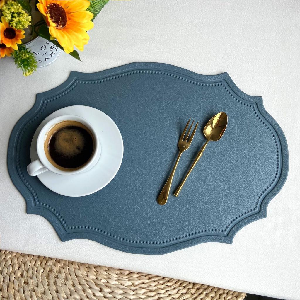 Retro Imitation Leather Placemat Waterproof and Oil-proof Western Dining Mat Nordic Thermal Insulation Mat Table Mat Household Anti-scalding Mat