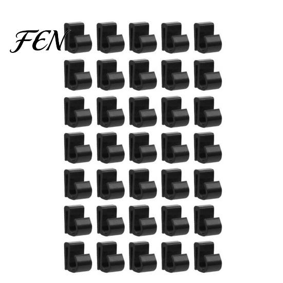 Heavy Duty Light String Clamps Outdoor Clips, Black Plastic Organize Hooks, Eave Cord Holders Weather Resistant Snap-on Fasteners for Garden Backyard