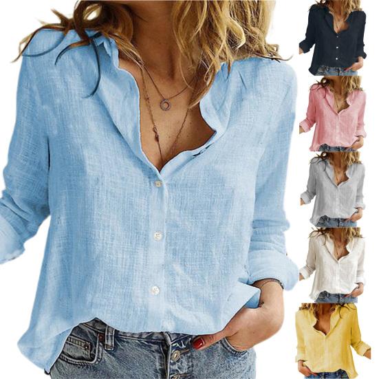 Large Size Color Single-breasted Summer Solid Elegant Loose-fitting Shirt