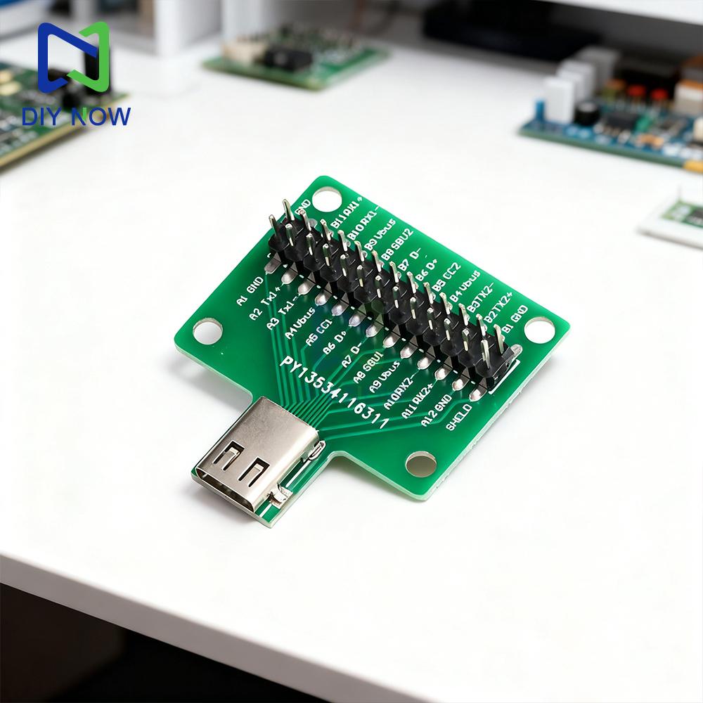Двусторонняя тестовая плата с разъемом USB Type-C Female, 24 контакта, для тестирования тока/питания, с штыревым разъемом