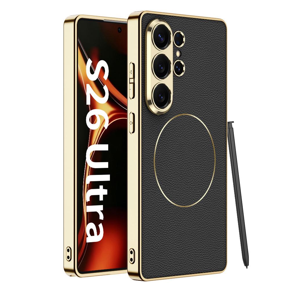 Чехол для Samsung S26 S25 S24 ultra Гальванизированная кожа беспроводная зарядка защитный чехол Ударопрочный Анти-отпечатки пальцев простой