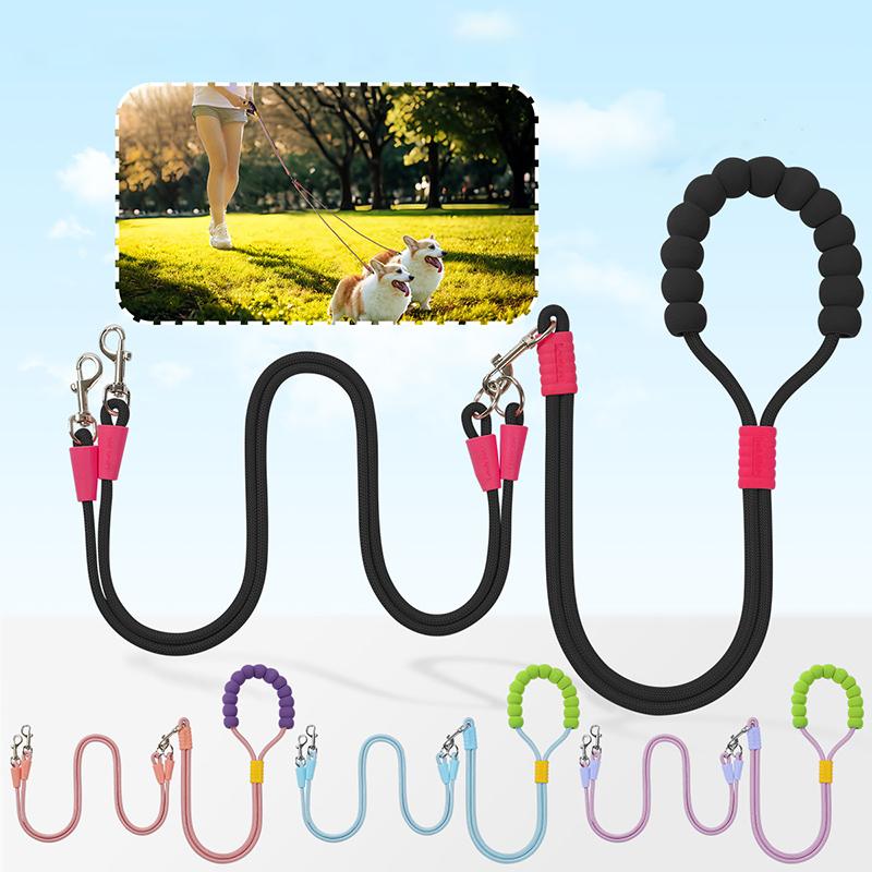 Поводок для двух собак Hands Free с мягкой padded ручкой, износостойкий, регулируемый, не запутывающийся, веревка для выгула собак, товары для домашних животных для улицы