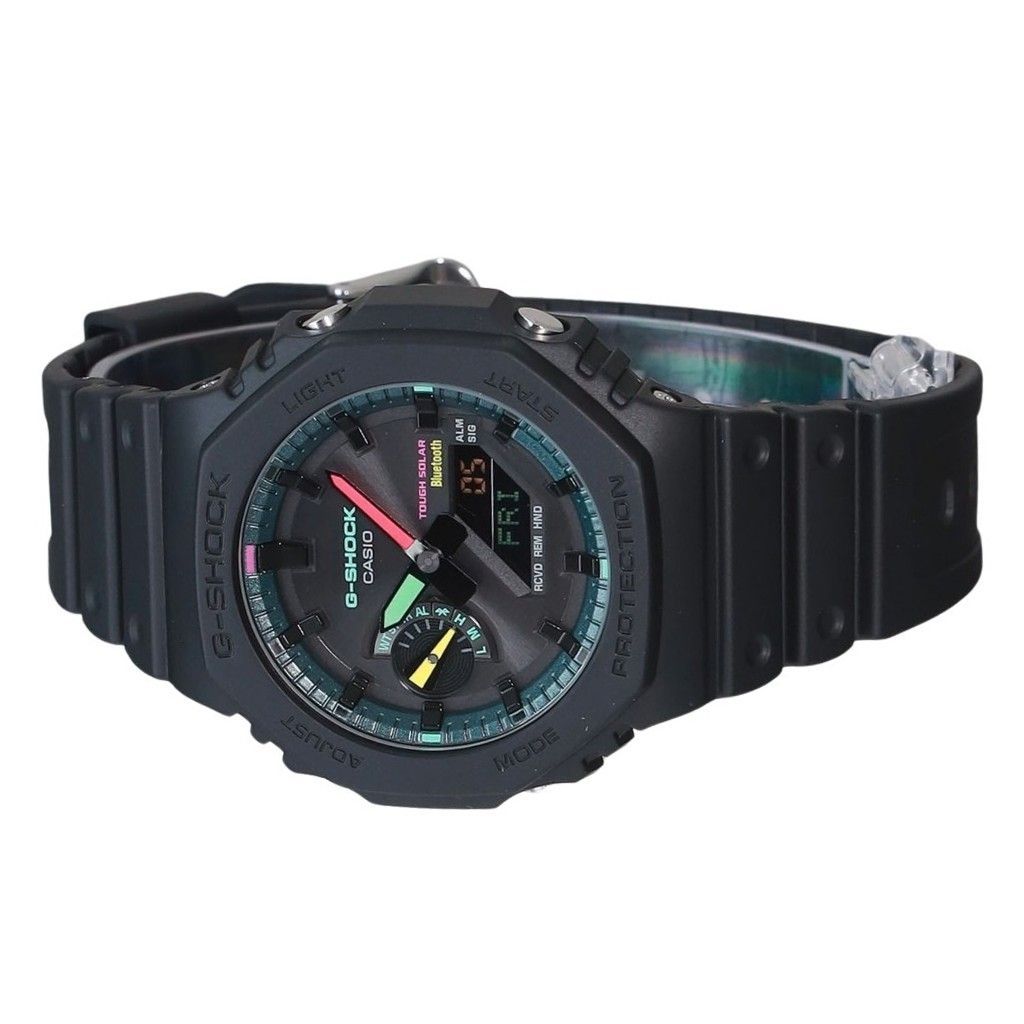 Casio Аналоговые цифровые мужские часы G-Shock с мультифлуоресцентными акцентами для смартфона Tough Solar GA-B2100MF-1A 200M