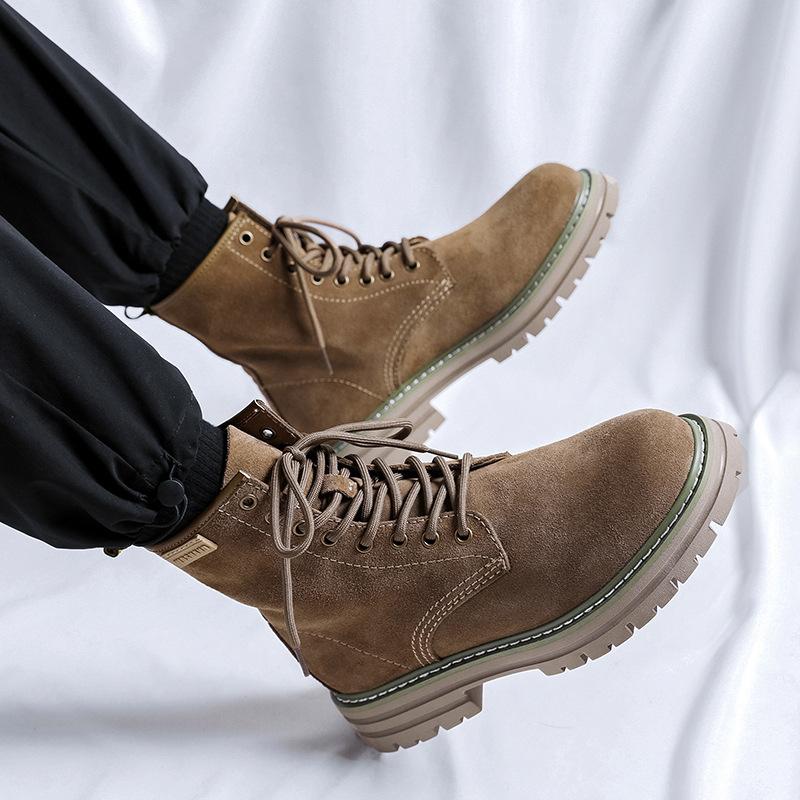 Новые ботинки Tooling Мужские осенне-зимние ботинки из ревеня Британский стиль Пара Желтый бархат Ботинки Мартина 8668-W