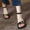 Fashion Ankle Strap VINTAGE Sandals for Women Open Toe High Heels Sandalias De Mujer Belt Buckle Square Heeled Women Pumps