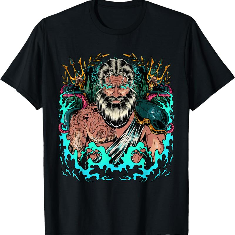 Poseidon Greek Mythology T Shirt MerUnisex Trident God S 4XL