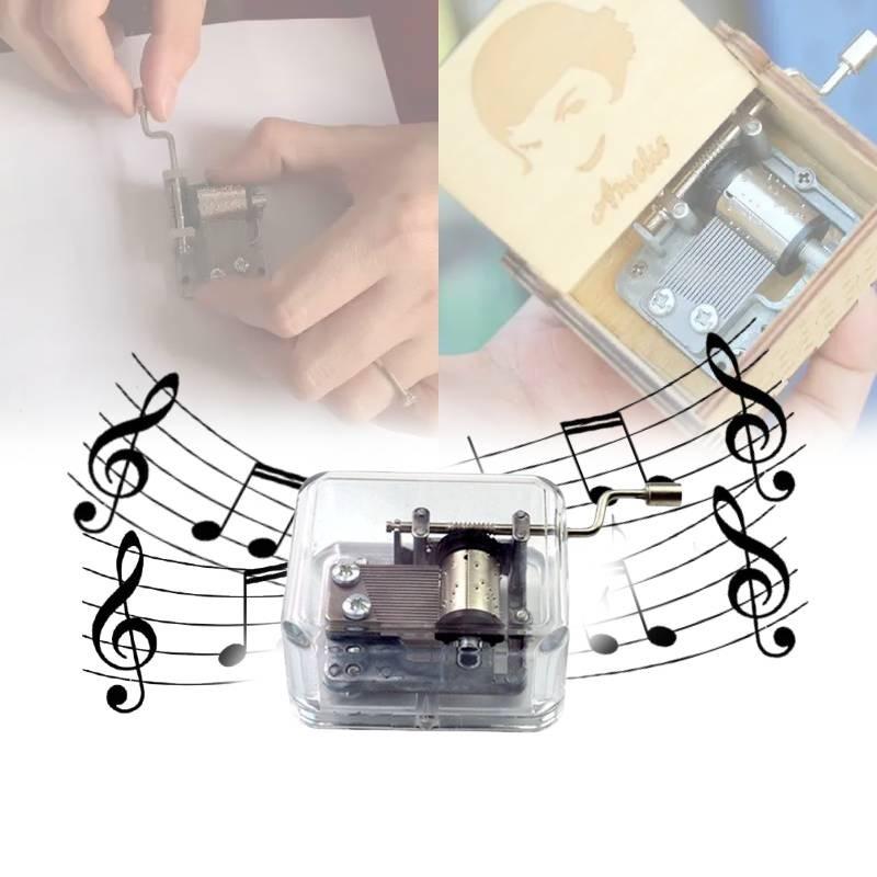 Cranked Hand Acrylic Music Box Creative Craft Ornament Toy Kids Gift Students