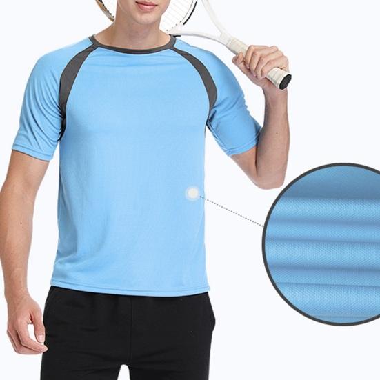 Мужская летняя спортивная футболка с коротким рукавом и круглым вырезом, впитывающая пот, быстросохнущая, мягкая, дышащая, контрастного цвета, эластичная рекламная рубашка, спортивный топ