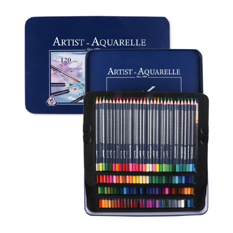 Watercolour Colouring Pencil Set with Brush Water-Soluble Coloured Pencils in Metal Case for Kid Adult Artist Coloring