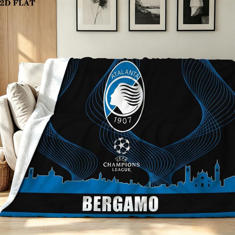 Atalanta Bergamo Logo Print Flannel Blanket High Quality Warm Comfortable Cover for All Seasons Perfect for Gifts Home Decor