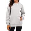 Women's Casual Fashion Long Sleeve Solid Color Round Neck Sweatshirt Top With Pockets