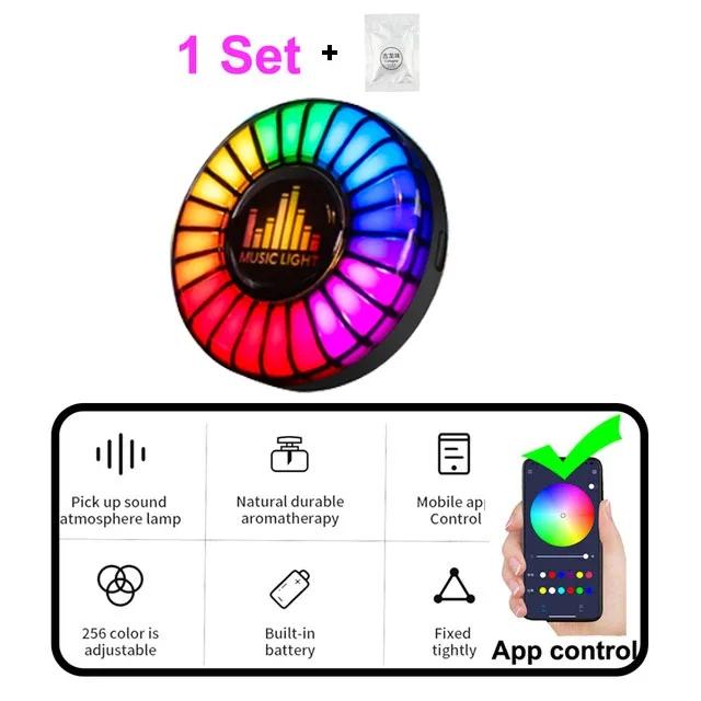 24 светодиодных ламп RGB Sound Control Voice Rhythm Ambient Pickup Lamp для автомобильного диффузора, вентиляционного зажима, освежителей воздуха, ароматизаторов, управление через приложение