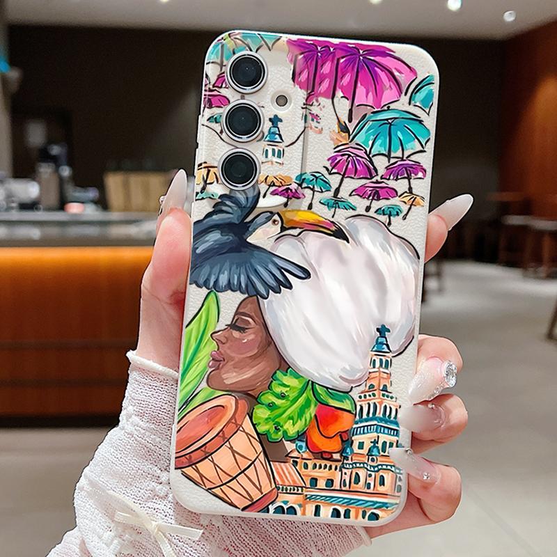 Чехол с тропическим узором тукана для Samsung Galaxy A57 A56 A55 A54 5G A37 A36 A35 A34 A17 A16 A15 A14 Силиконовая крышка с текстурой кожи