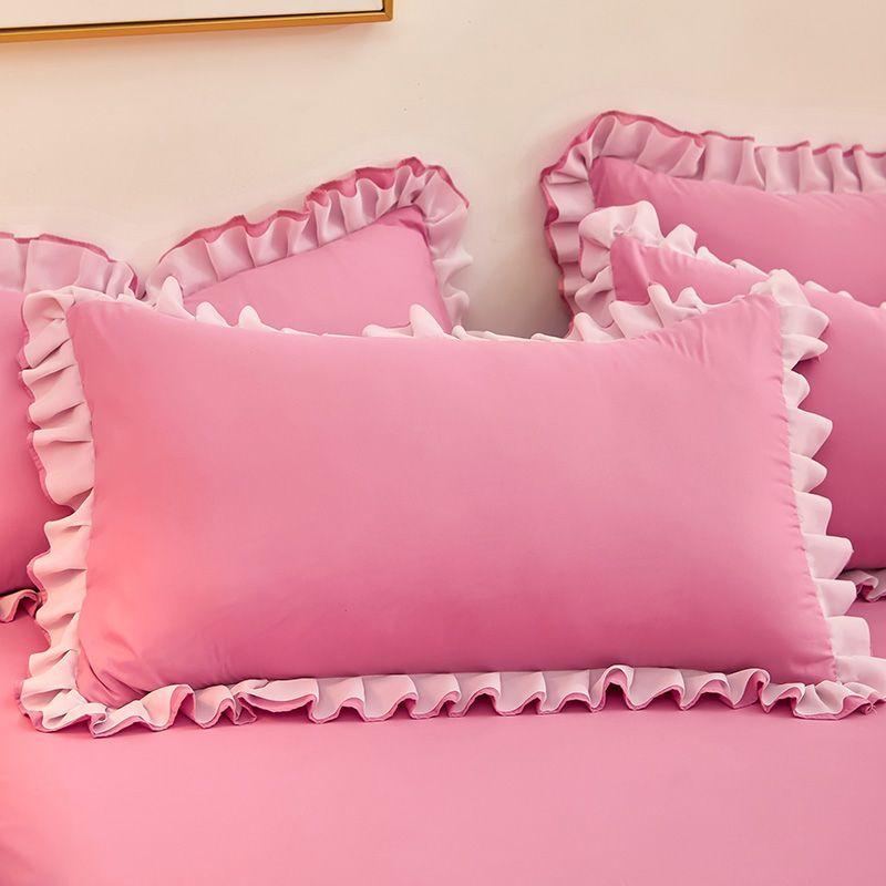 Pillowcase Pillowcase Pair 48 * 74cm Household Machine Washable Korean Lace Pillow Core Cover