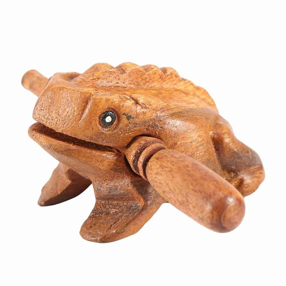 Wooden Wooden Lucky Frog Yeliow Solid Wood Carved Frog Personal Collection
