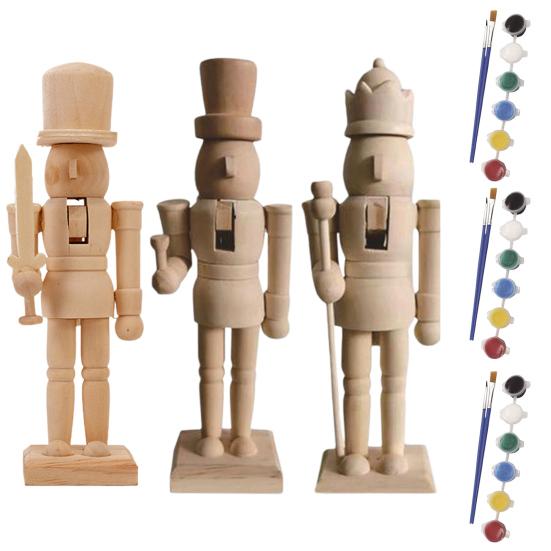 Неокрашенный деревянный солдатик-щелкунчик для самостоятельной сборки, фигурка солдатика-щелкунчика, раскраска, рождественское украшение, поделка