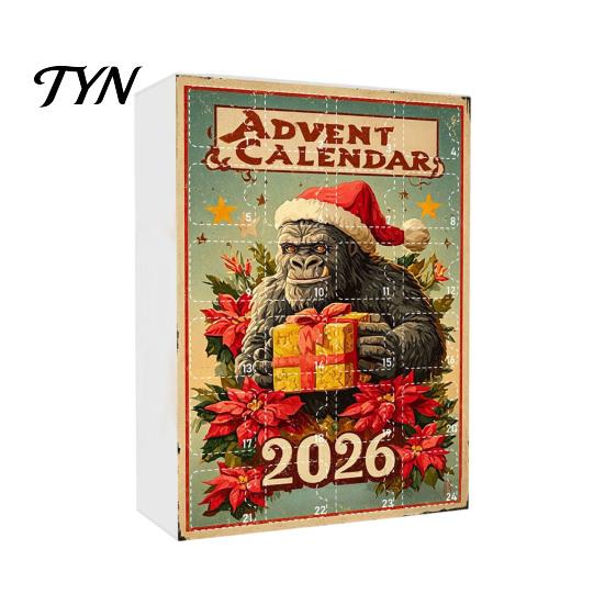 Collectible Christmas Ornaments Advent Calendar, Ape Series 24 Day Countdown Box with Acrylic Pendants, Festive Tree Hanging for Holiday Home
