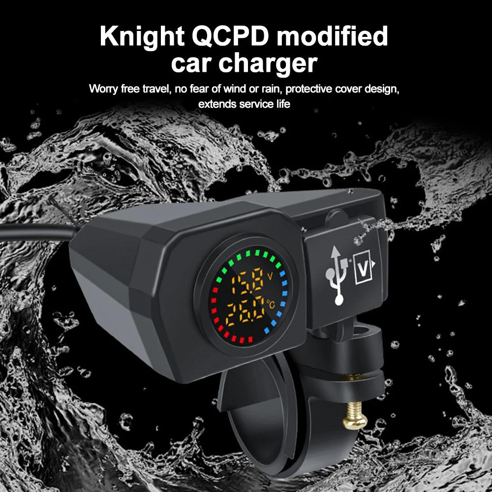 60 Вт Dual PD QC3.0 USB Type C зарядное устройство для мотоцикла Быстрая зарядка Вольтметр Термометр Цифровой дисплей Зарядное устройство для мобильного телефона Гнездо