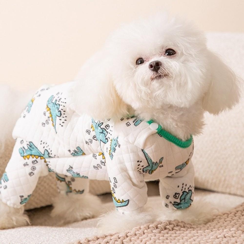 Dinosaur Printed Pet Jumpsuits Cartoon Pullover Fruit Print Dog Pajamas Warm Comfortable Pet Belly Protector Clothes