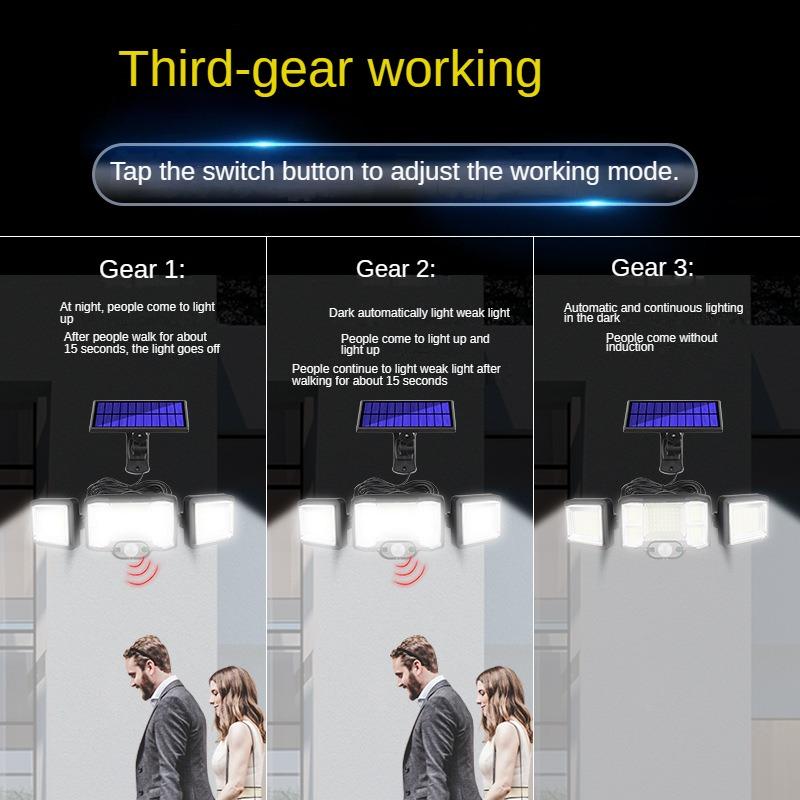 Новый солнечный настенный светильник, индукционный садовый светильник для человеческого тела, уличный водонепроницаемый светодиодный вращающийся уличный фонарь