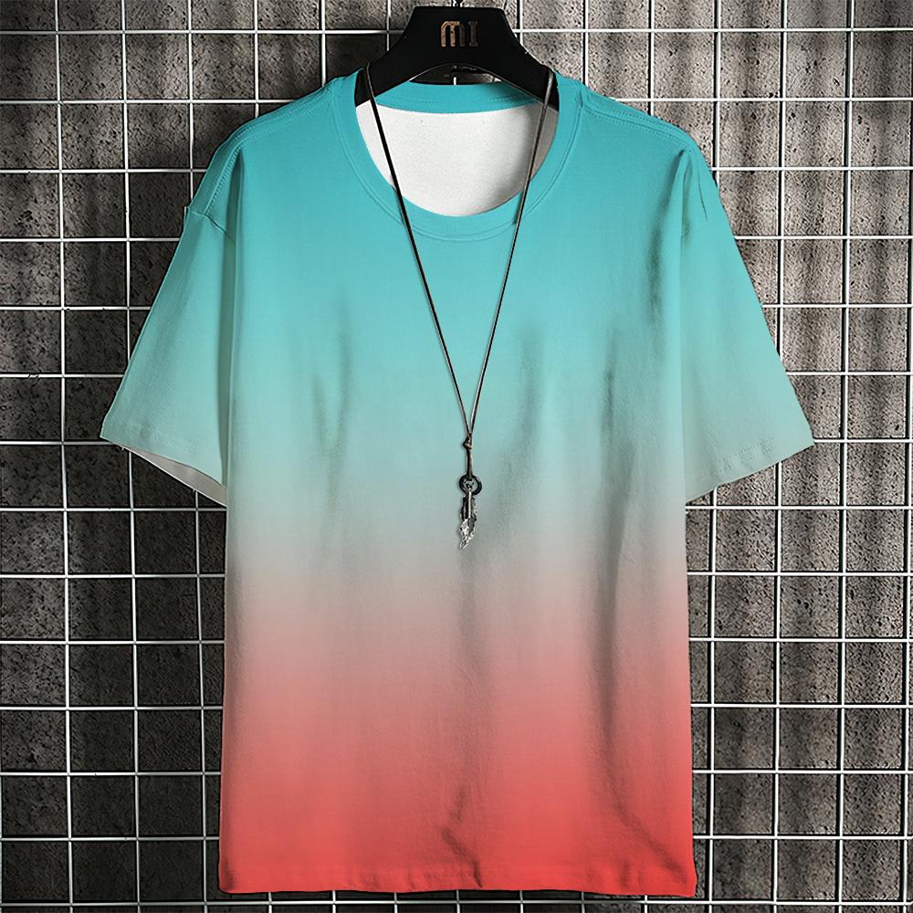 Свободные мужские уличные футболки в стиле хип-хоп, повседневная классическая футболка 2023 года с короткими рукавами и круглым вырезом с градиентом, модная футболка большого размера