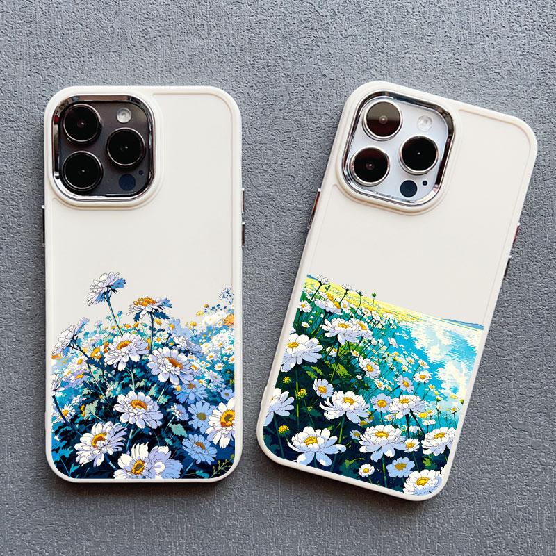 Летний чехол для телефона с цветком ромашки для IPhone 11 12 13 14 15 Pro Max 15 14 8 7 Plus SE 2020 XS X XR Ударопрочная силиконовая задняя крышка