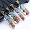 Colorful Gravel Pendant Sweater Chain Leather Rope Necklace - European & American Style. Ideal for Yoga and Everyday Wear.