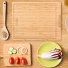 HANKEY Cutting Board, Natural Bamboo with Stand, Grooved, Pizza Board, Kitchen Board, Antibacterial, Recommended, 42*32*2cm