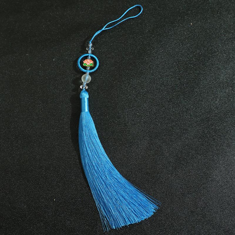 2PC 15cm Handmade Soft Tassels Lotus Pendant Jade Leaves Tassel with Loops for Jewelry Making DIY Projects Bookmarks