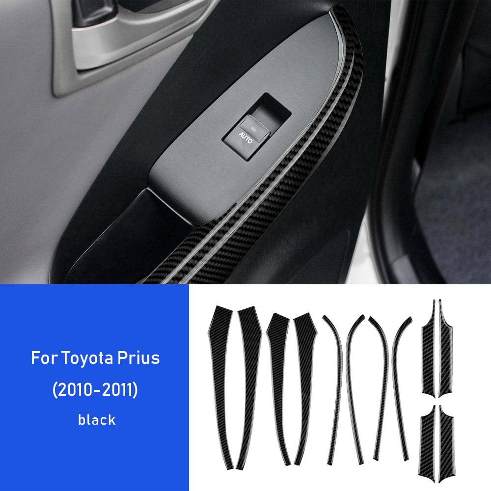 Real Soft Carbon Fiber For Toyota Prius 2010 2011 Door Window Switch Button Interior Trim Panel Car Sticker Accessories.