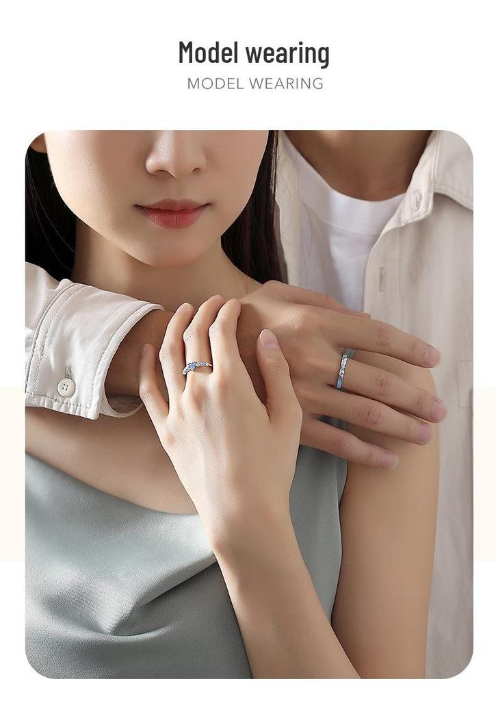 Серебряные открытые кольца Tichia Feather Companion S925 со эмалью, светящиеся, с дизайном крыльев.