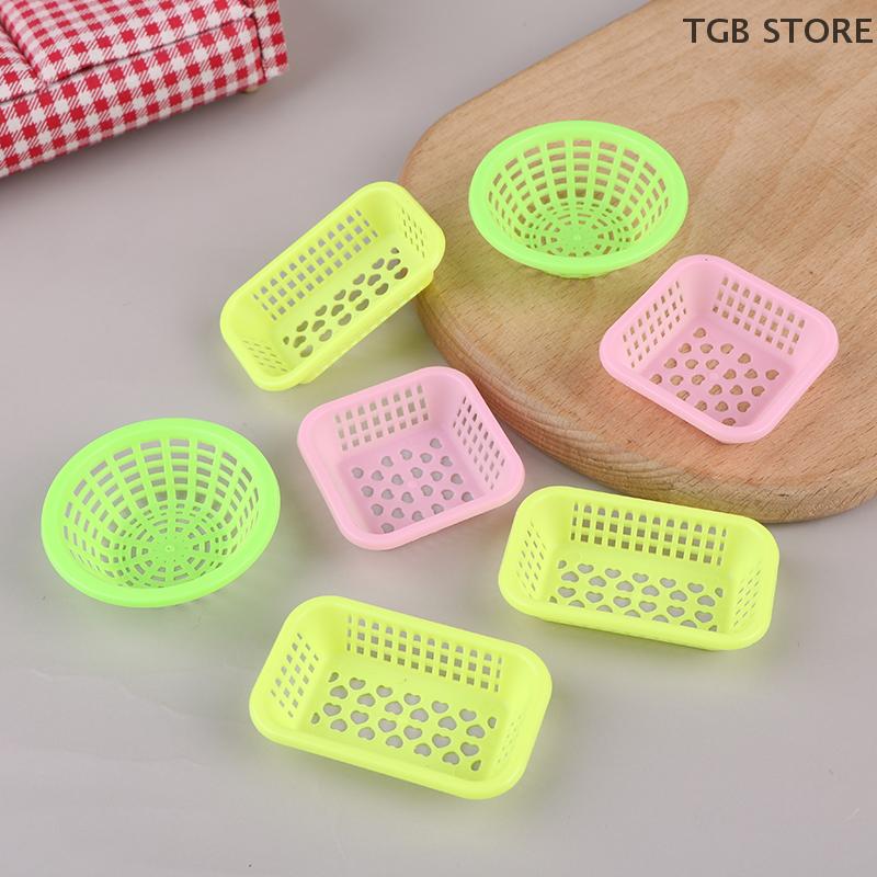 10Pcs Washing Storage Basket 1:12 Dollhouse Washing Vegetables Fruit Food Baskets Kitchen Decor Toy Doll House Accessories