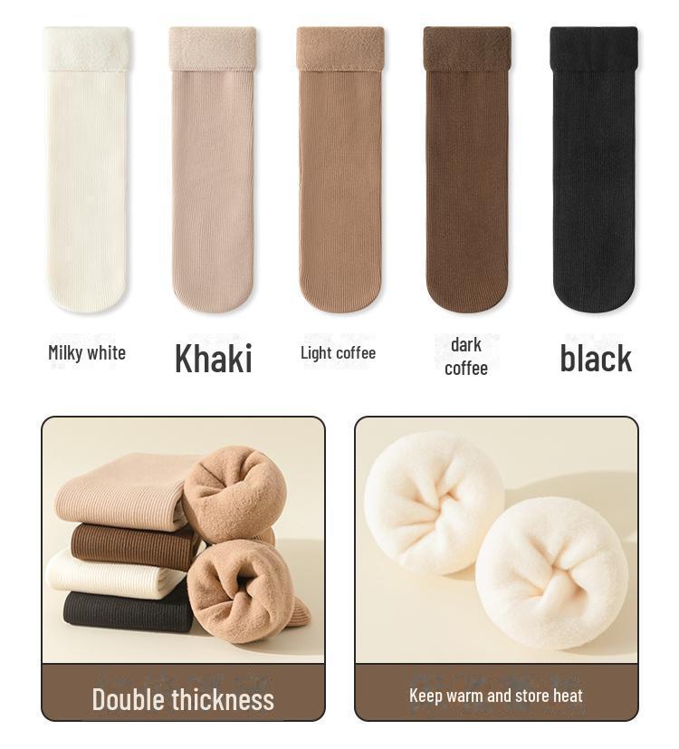 Женские носки Zhuji кофейного цвета из плотного бархата средней длины для тепла осенью/зимой
