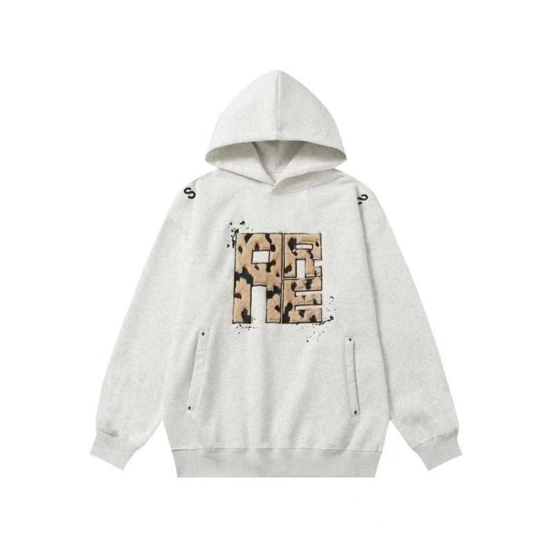 Guochao brand high street embroidery patch hooded sweater women's winter loose design sense niche velvet thickened coat