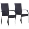 Day and Night - Day and Night Stackable Garden Chairs 2 Units Black Synthetic Rattan