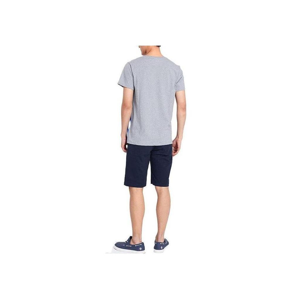 Timberland Outdoor Color Block Letter Print Crew Neck Short Sleeve T-Shirt Men Tops Gray A1OA4-052