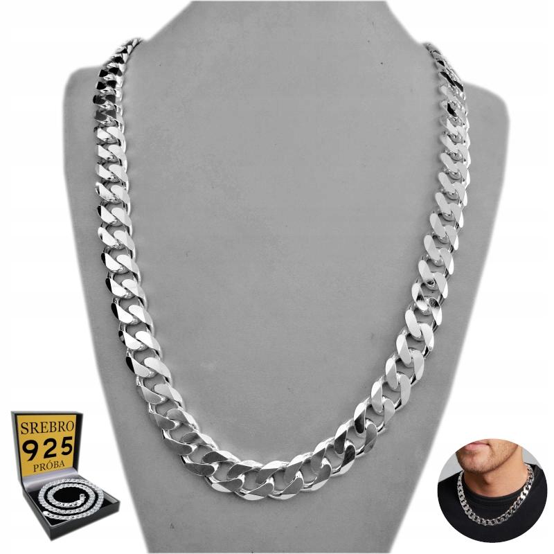 WIDE Men' Silver Chain 8mm 925 SILVER DIAMOND CUBICLE