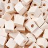 10/30/50Pcs Unfinished Wood Craft Cubes 19mm Wooden Blocks with Holes Square Spacer Beads for Crafts DIY Projects