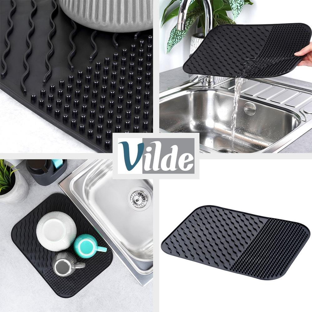 Silicone dish drying mat, black, 34x26.5 cm