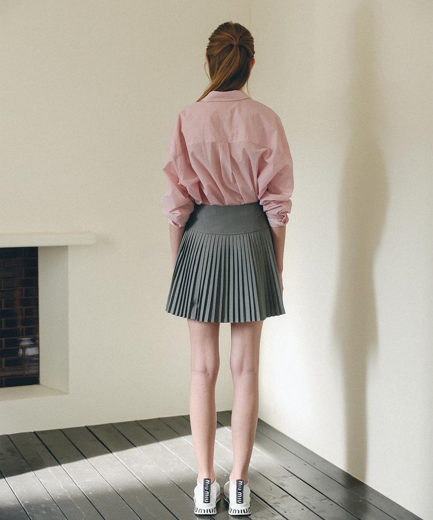 Hypernet Preppy Pleated Mini Skirt_Gray