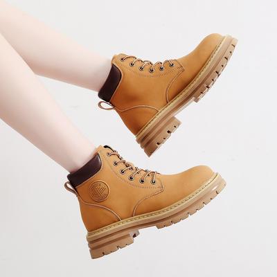 Большие желтые ботинки Кожаные летние ботинки до щиколотки в британском стиле Ботинки для пары Пустынные ковбойские ботинки Короткие ботинки Локомотивные ботинки Мартин Женские