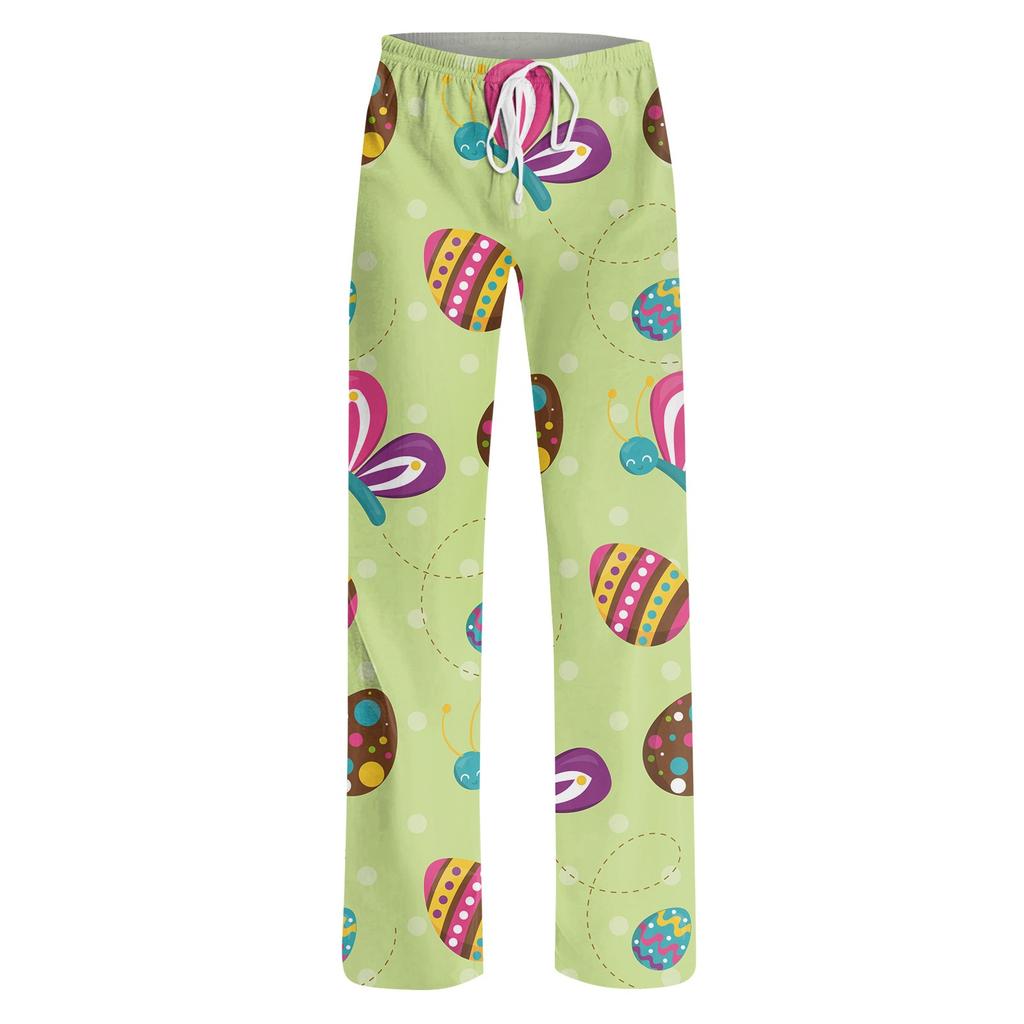 Женские модные свободные повседневные брюки с пасхальным принтом