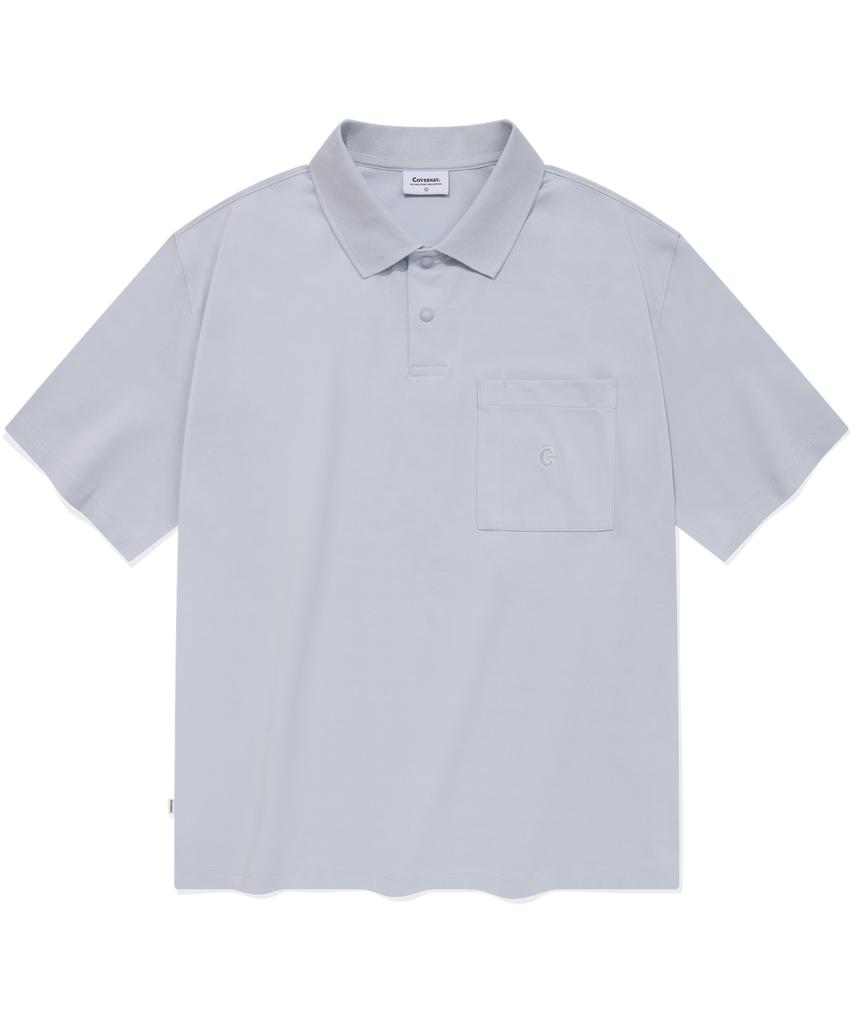 COVERNAT Authentic Pocket Collar T-Shirt Light Blue