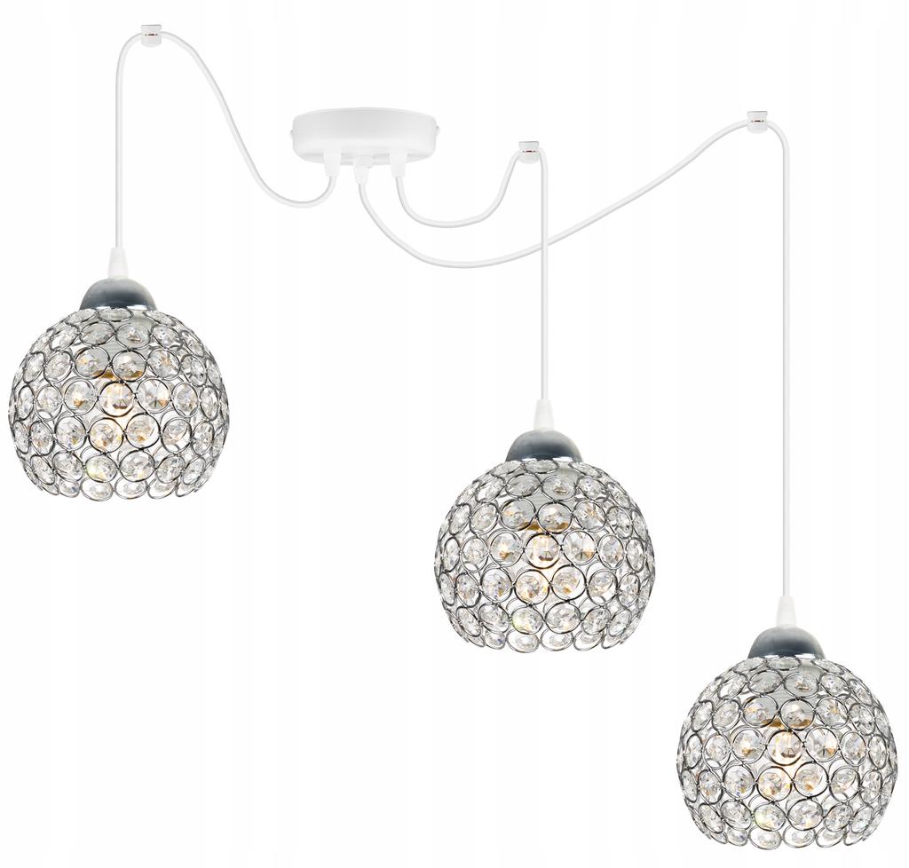 CHROME SPIDER HANGING LAMP, CRYSTAL CEILING